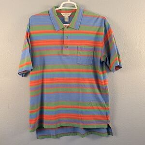 Orvis Men's Striped Polo in Blue, Orange & Green